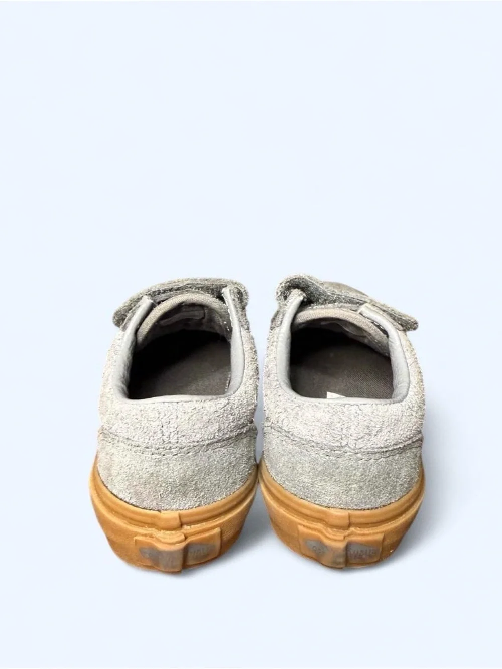 Vans Kids Suede Velcro Sneakers in Grey and Tan
